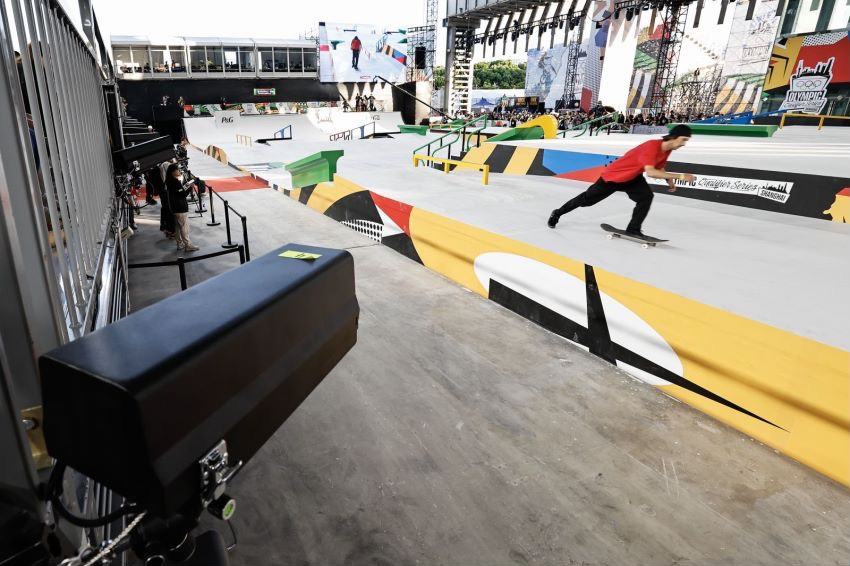 阿里雲在上海舉辦的奧運資格系列賽的滑板場館中測試其多鏡頭回放服務